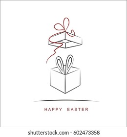 Easter card  with box and bunny