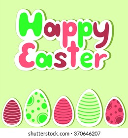 Easter card. Bright cartoon text 
