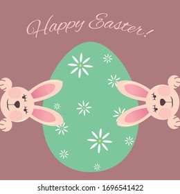 Easter card with bunnies and decorated egg