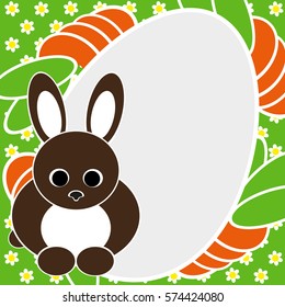 Easter card, Bunny, chicken and egg