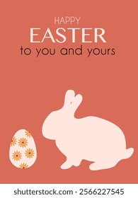 Easter card with Easter bunny and decorated Easter egg	