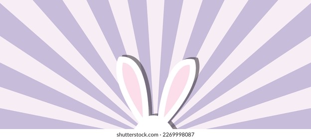 Easter card - bunny ears, rays lines background