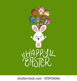Easter card with bunny and egg fly