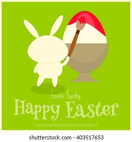 Easter Card - Easter Bunny and Easter Egg. Vector Illustration.