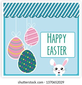 easter card with bunny and eggs	