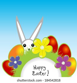 Easter card with bunny and eggs