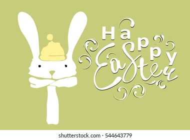 Easter card. Bunny greetings. 