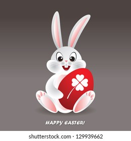 Easter card with bunny holding an egg