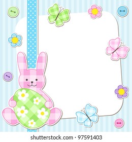 Easter card with bunny holding painted egg