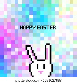 Easter card - Easter bunny on colorful Mosaic abstract background