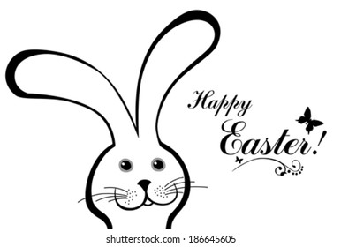 Easter card. Easter bunny rabbit. Vector illustration 