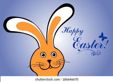 Easter card. Easter bunny rabbit. Vector illustration 