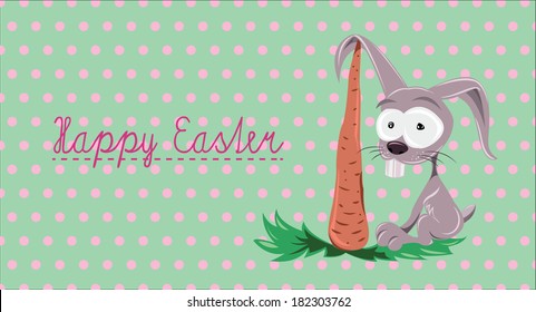 Easter card with bunny, vector illustration
