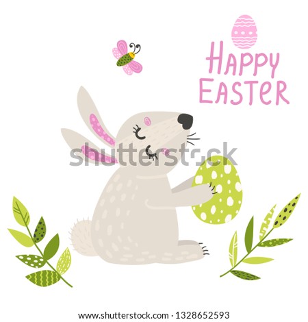 Easter card with a bunny. Vector illustration for your design