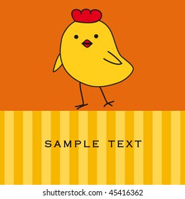 Easter card with cartoon chicken. Vector illustration.