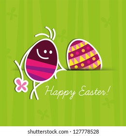Easter card, cartoon Easter egg