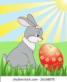 Easter card, cartoon, vector illustration
