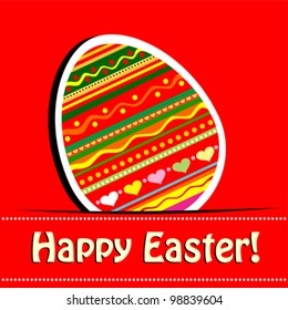 Easter card. Celebration red background with Easter egg and place for your text. vector illustration