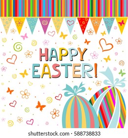 Easter card. Celebration white background with Easter egg. Vector illustration