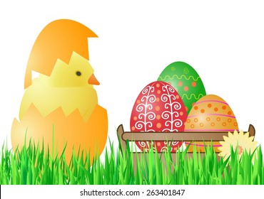 Easter card with chick can write your own wishes or insert a photo