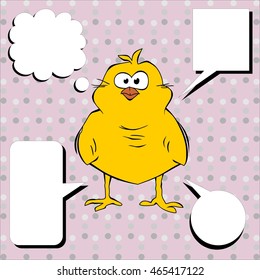 easter card with a chicken and an empty seat for the text