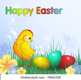 Easter card with chicken, eps10 format