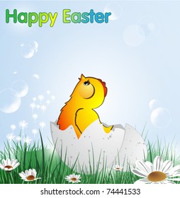 Easter card with chicken, eps10 format