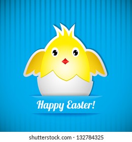 Easter card with chicken that hatched of egg