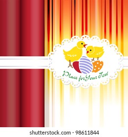 Easter Card. Chickens with Easter eggs. Easy to edit. Perfect for invitations or announcements.