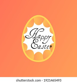 Easter card with circle frame and gold eggs. Vector illustration
