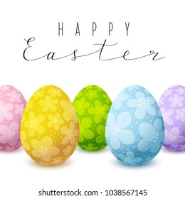 Easter card with color floral decorated eggs