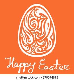 Easter card with colored Easter egg made of scrollwork patterns