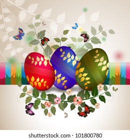 Easter card with colored eggs