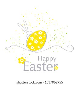 Easter card with colorful Easter egg and bunny