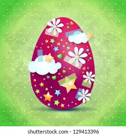 Easter card with colorful egg, vector