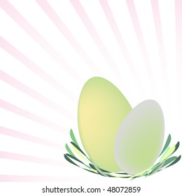 easter card composition with eggs; stripes and nest; abstract vector art illustration