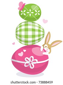 Easter card with cute bunny and colored eggs