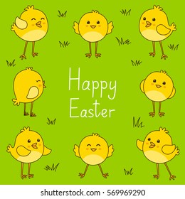 Easter card with cute chickens