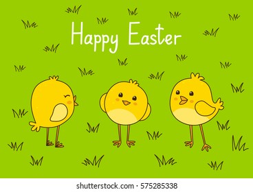 Easter card with cute chickens