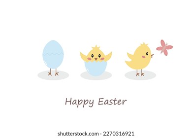 Tarjeta de Pascua con gallinas lindas de estilo plano. Ilustración vectorial.