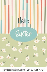 Easter card. Cute hand drawn illustration. Vector design template in vintage pastel colors. 
