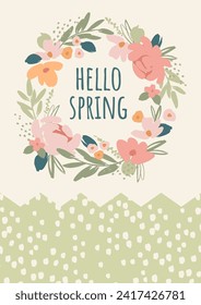 Tarjeta de Pascua. Ilustración dibujada a mano. Plantilla de diseño de vectores en colores pastel vintage. 