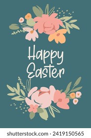 Easter card. Cute hand drawn illustration. Vector design template in vintage pastel colors.