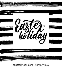Easter card with cute hand-drawn. Hello, easter lettering modern calligraphy style. Handwritten Easter phrases. Beautiful greeting card, congratulations, lettering, and calligraphy.