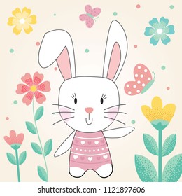 Easter card with cute rabbit design