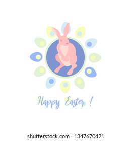 Easter card with cute rabbit icon vector illustration