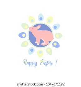 Easter card with cute rabbit icon vector illustration