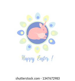 Easter card with cute rabbit icon vector illustration