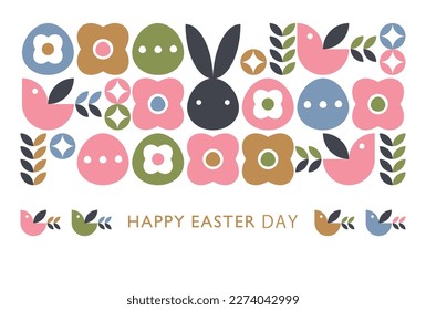 Easter card. Cute rabbit and simple Easter elements. For greeting cards,posters,flyers,invitation cards and banners.