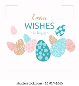 Easter card decorated with easter eggs